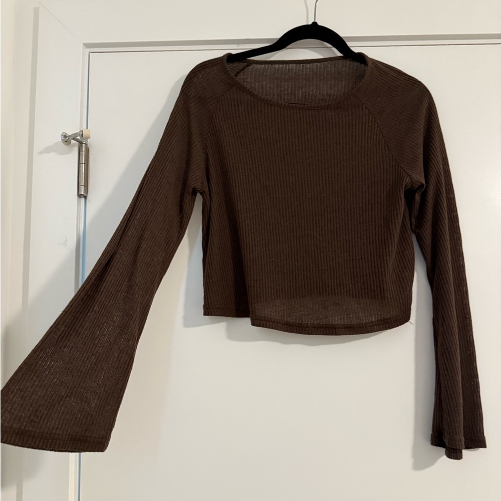 Brown Long Sleeve Women's Top